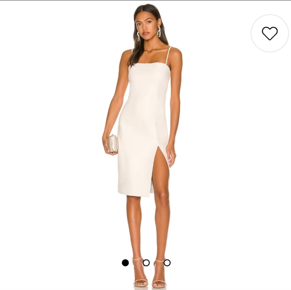 Susana Monaco Faux Leather Thin Strap Square Neck Dress in Blanched Almond - Picture 1 of 2